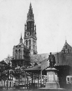 Antwerp Cathedral and Statue of the Artist Peter Paul Rubens, Belgium by Unbekannt