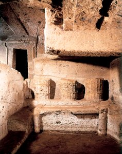 Etruscan architecture: bell tomb. 7th century BC. Cerveteri. Necropolis of Monte Abatone. Italy