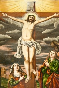 Armenian Apostolic Church; Mural; scene from the New Testament; the crucifixion of Jesus; Vank Cathedral; Jolfa or New Julfa; Isfahan; Iran; Asia