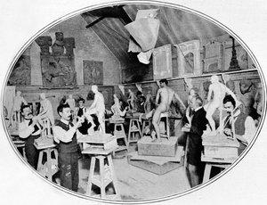 Art students in a sculpture modelling class, London, c1900-1901