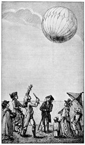 Ascension of a Montgolfier Balloon, late 18th century, 1910