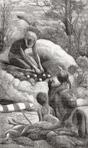 Australian aborigines examine the nest of a megapode by Unbekannt
