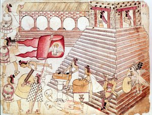 Aztec warriors defending the temple of Tenochtitlan, Mexico by Unbekannt