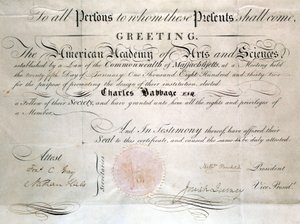 Babbage Diploma from the American Academy of Arts and Sciences by Unbekannt