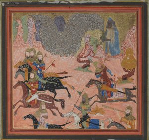 Bazur, the Magician, Raises up Darkness and a Storm, Folio from a Shahnama, ca. 1430-40 by Unbekannt
