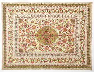 Bed Cover with Floral Medallion Pattern, late 1600s to early 1700s
