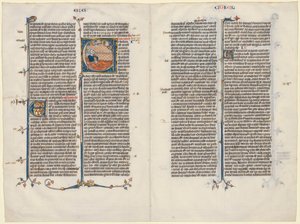 Bifolium from a Bible: Initial E[t factum est] with Ezekiel