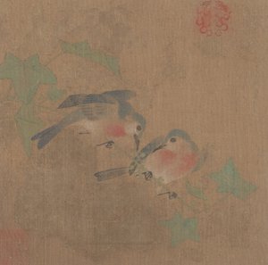Birds on Fruit Branch by Unbekannt