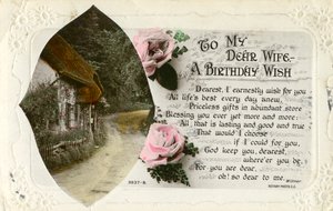 Birthday Postcard from a Husband to His Wife, c1918