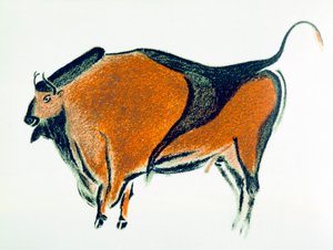 Bison, copy of a Palaeolithic cave painting at Altamira, northern Spain