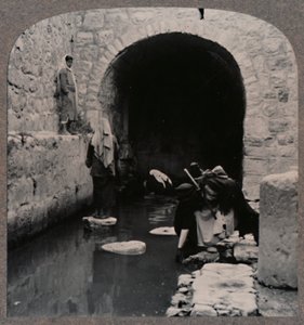 Blind men washing eyes in the Pool of Siloam, c1900