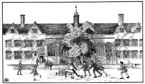 Boys in Tudor Times Playing Football at Berkhamsted Grammar School, Hertfordshire
