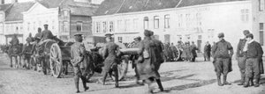 British Horse-Drawn Artillery in a Belgian Village, August 1914
