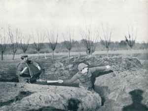 British Soldiers Practicing Throwing Hand Grenades by Unbekannt