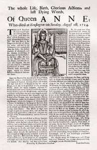 Broadside Published on the Death of Queen Anne by Unbekannt