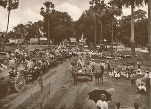 Burmese Funeral - Procession of Carts with Offerings by Unbekannt