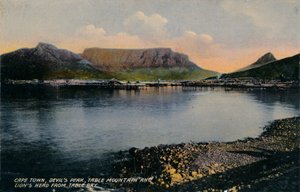 Cape Town, Devils Peak, Table Mountain and Lions Head from Table Bay