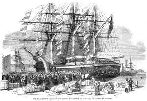 Caroline Chisholm Addressing a Crowd from the Emigrant Ship Ballengeich by Unbekannt