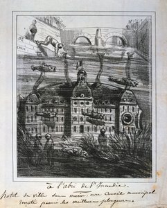 Cartoon Proposal to Rebuild the Hotel de Ville Under Water to Prevent Fire, Paris Commune by Unbekannt