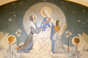 Catherine Laboure and Virgin Mary. Fresco. Chapel of Our Lady of the Miraculous Medal, Paris by Unbekannt