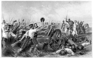 Charge of the Highlanders before Cawnpore, under General Havelock, 1857, c1860 by Unbekannt