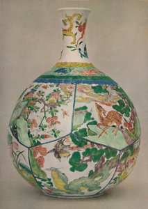 Chinese Porcelain Bottle in Enamel Famille Verte. Period of Kangxi, 1662-1722, 1928