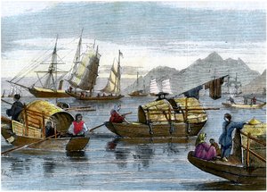 Chinese Sampans in the Harbour of Hong Kong