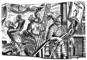 Christopher Columbus During His Voyage to America, Engraving by Unbekannt