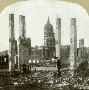 City Hall - Photographer in Foreground - Tall Brick Chimneys Left Standing by Unbekannt