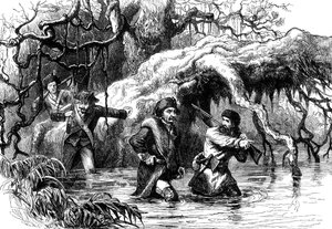 Clark and his soldiers crossing the Wabash
