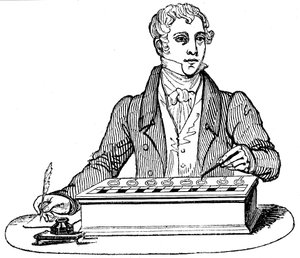 Clerk using a Pascal adding machine by Unbekannt