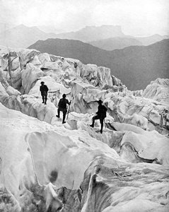 Climbing Through the Bossons Icefall on the Way Up Mont Blanc, Switzerland by Unbekannt