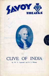 Clive of India Programme for the Savoy Theatre, 1934
