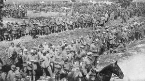 Columns of German prisoners, Somme, France