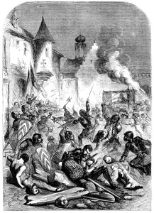 Combat Between English and French Knights in a Square at Limoges by Unbekannt
