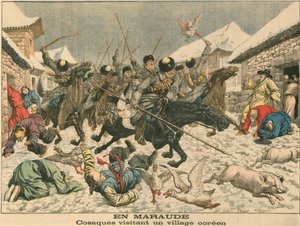 Cossacks Terrorising a Korean Village, Russo-Japanese War, 1904
