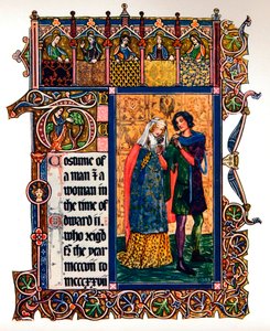 Costume of a Man & a Woman in the Time of Edward II by Unbekannt