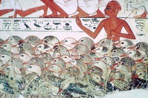 Counting the Geese: Fragment of Wall Painting from the Tomb of Nebamun, Thebes, Egypt, c. 1350 BC by Unbekannt