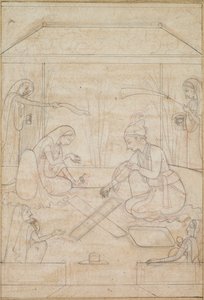 Couple Playing Chaupar on a Terrace, c. 1790-1800 by Unbekannt