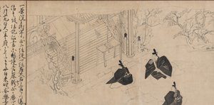 Courtiers visit Sugawara no Michizane’s mortuary temple, ca. 1300