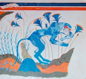 Cretan Fresco of a Monkey and Papyrus by Unbekannt