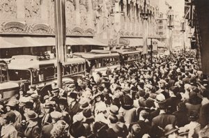 Crowds on Oxford Street During the Bank Holiday Following King George VI