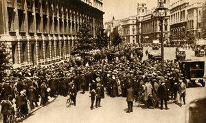 Crowds Waiting Outside Downing Street in London for News About War, July 1914