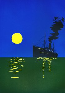 Cruise Ship at Sea with Sun