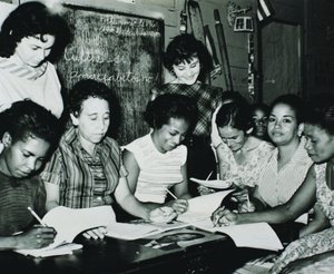 Cuban Revolution: women participating in the educational programmes set up by Fidel Castro