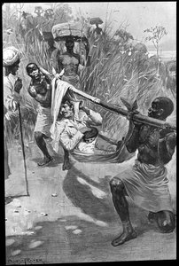 David Livingstone Being Carried on a Makeshift Stretcher Through the Jungle