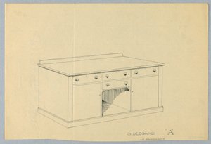 Design for Sideboard A of Mahogany, 1900–05 by Unbekannt
