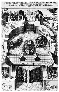 Design for hinged canal lockgates by Leonardo da Vinci, 15th century by Unbekannt