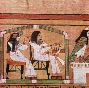 Detail from an Egyptian papyrus showing a game of draughts (detail)
