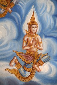 Detail of a Fresco in Wat Chiang Mun, Chiang Mai, Thailand